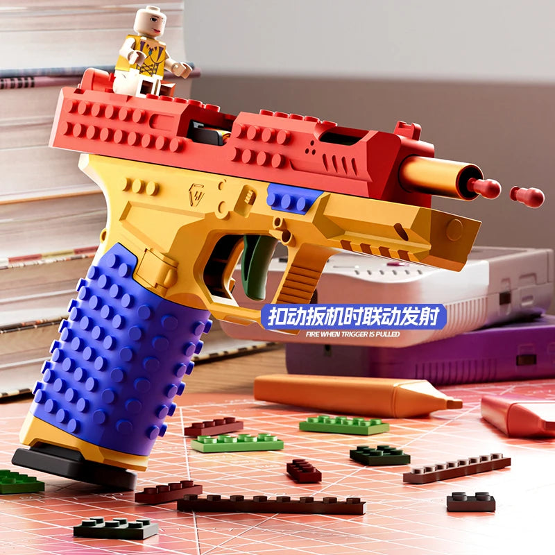 Buildable Brick-Style Action Pistol Toy Blaster