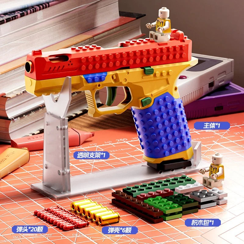 Buildable Brick-Style Action Pistol Toy Blaster