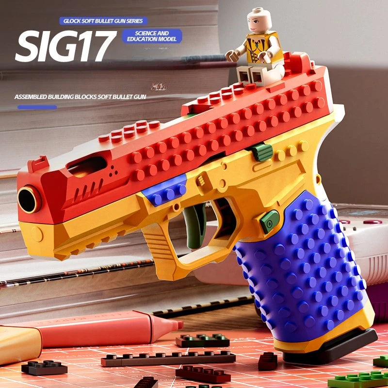 Buildable Brick-Style Action Pistol Toy Blaster
